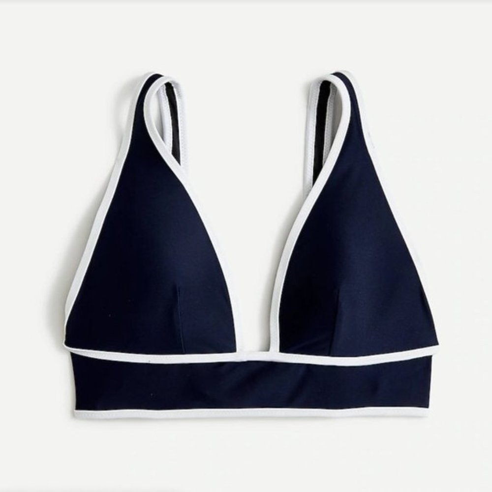 NWT J.CREW adjustable color block swim top navy